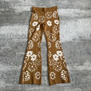 Solai Sweater Pants Womens Medium Flowers 70’s Flare Bootcut Stretch